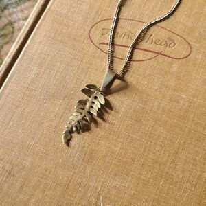Solid Brass Fern Pendant Necklace